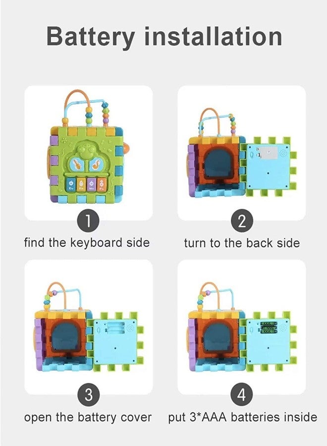 LONGMIRE Activity Cube Baby Toys 6 in 1 Multi-Purpose Educational Learning Cube with Music Activity Center Play Square with Musical Toys Shape Sorter Toy Gift for 18M+ Year Old Boy Girl Toddlers Kids - Image 3